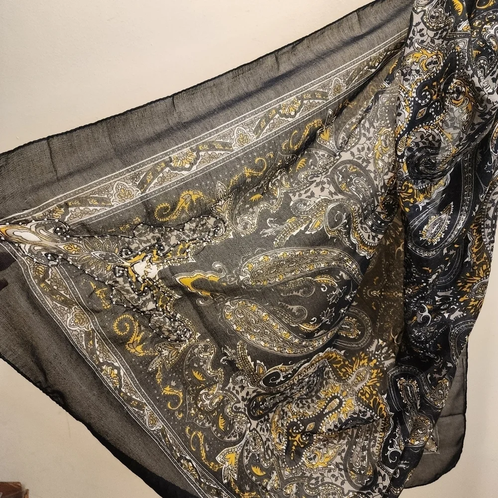 Large Paisley embelished light weight scarf